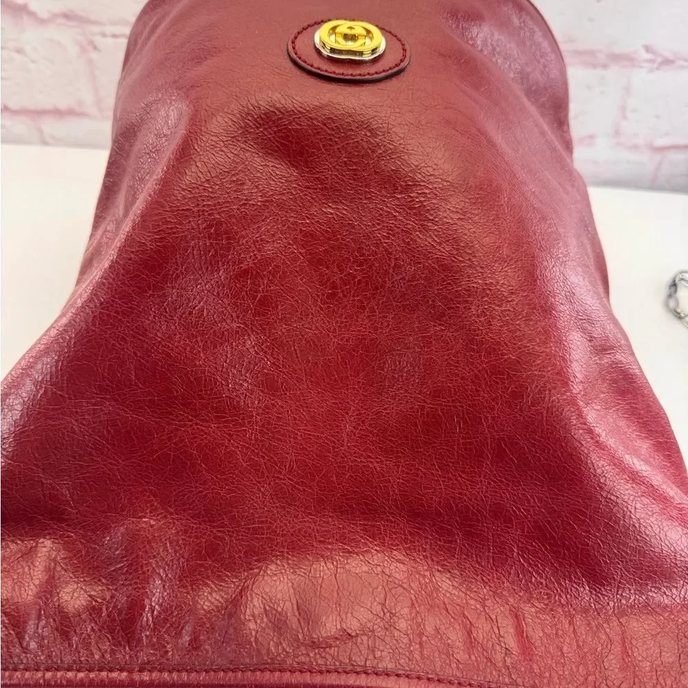 Gucci Morpheus Large Distressed Red Leather Hobo